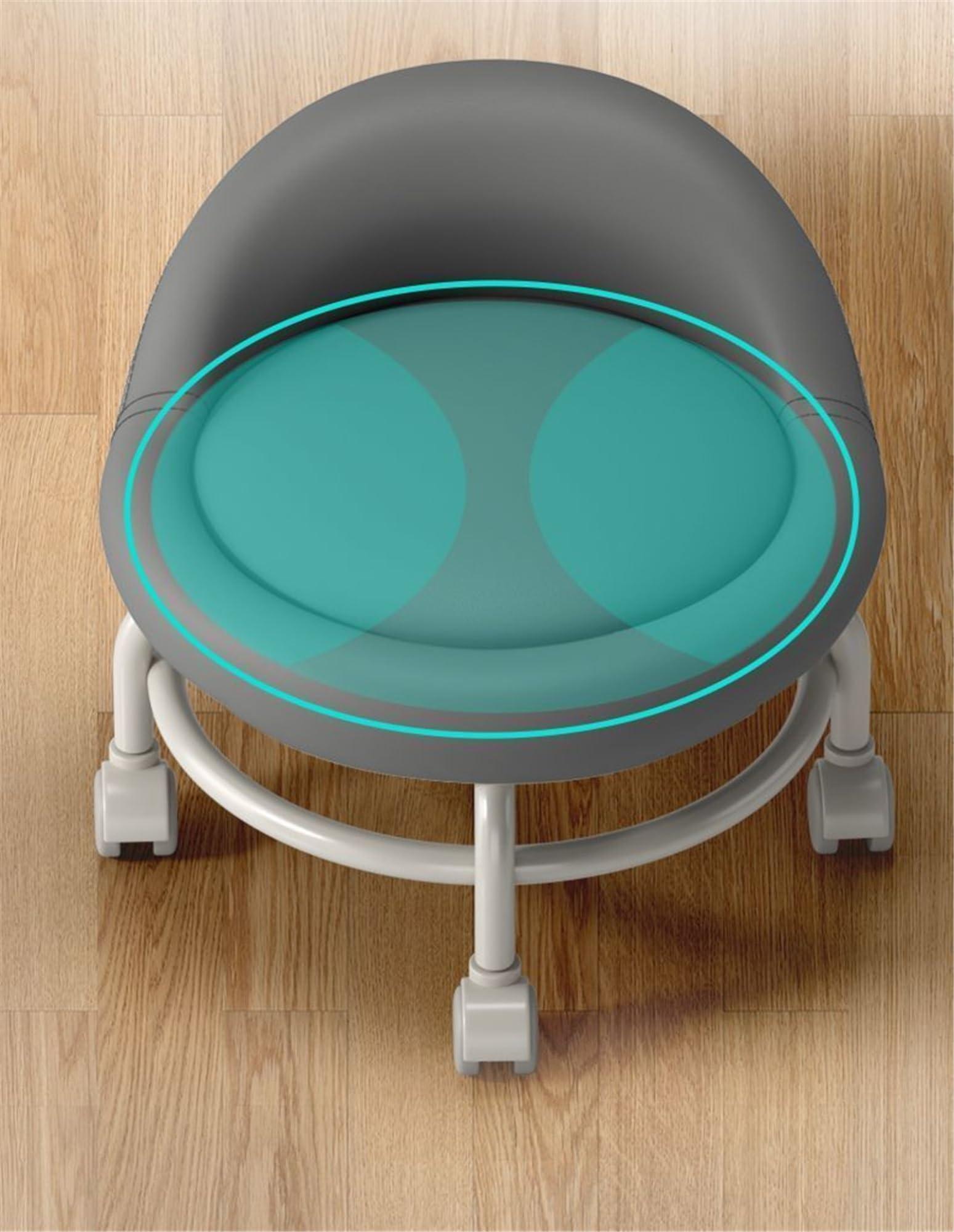 AMair Low Rolling Stool with Wheels and Backrest, Swivel Chair Stool PU Leather Sponge Padded Low Roller Seat Stool for Home Cleaning, Fitness, Laundry (Color : G)