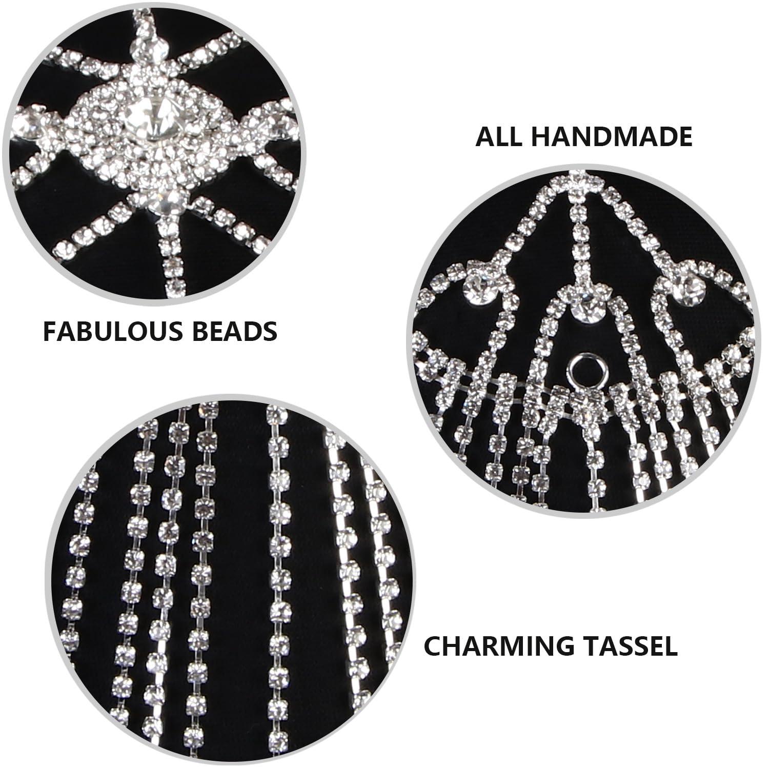 CROWN GUIDE CROWN GUIDE 1920s Accessories for Women Roaring 20s Gatsby Headpiece Flapper Headband Rhinestone Wedding Hair Pieces for Brides Silver