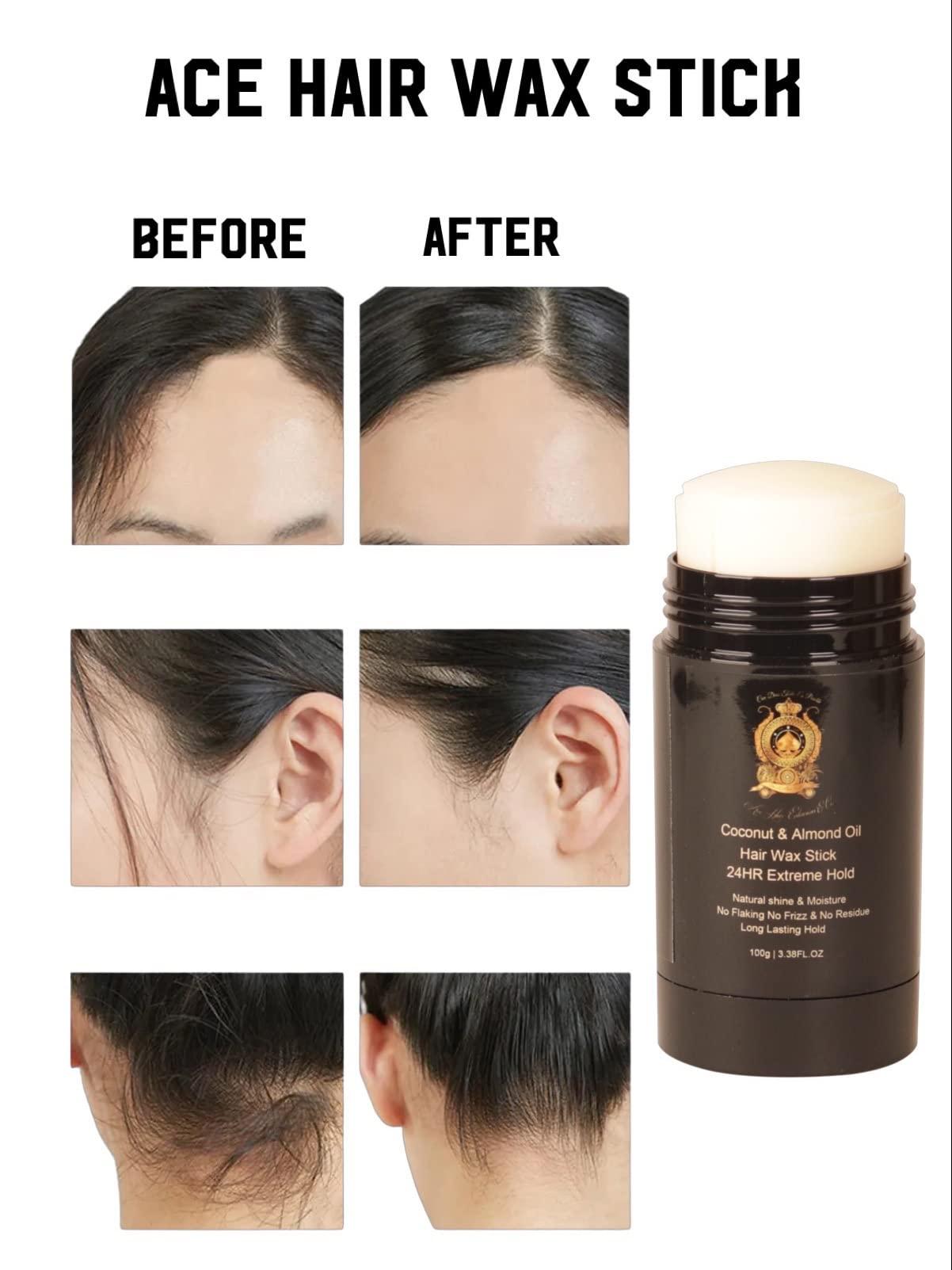 Ace Hair Extensions & Co. Ace Hair Wax Stick - Non-Greasy Flyaway Control with Coconut and Almond Oil - Extreme Hold for Hair Edges, Wigs, and Bed Head Bar