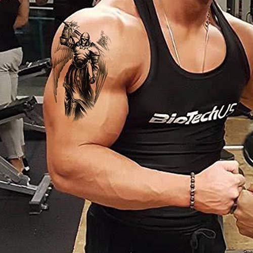 AWLEE Temporary Tattoos for Men Women Black Large Catholic Cross angel Tattoo Sticker Body Art Makeup Half Arm Fake Tattoo Waterproof (Pattern 2)