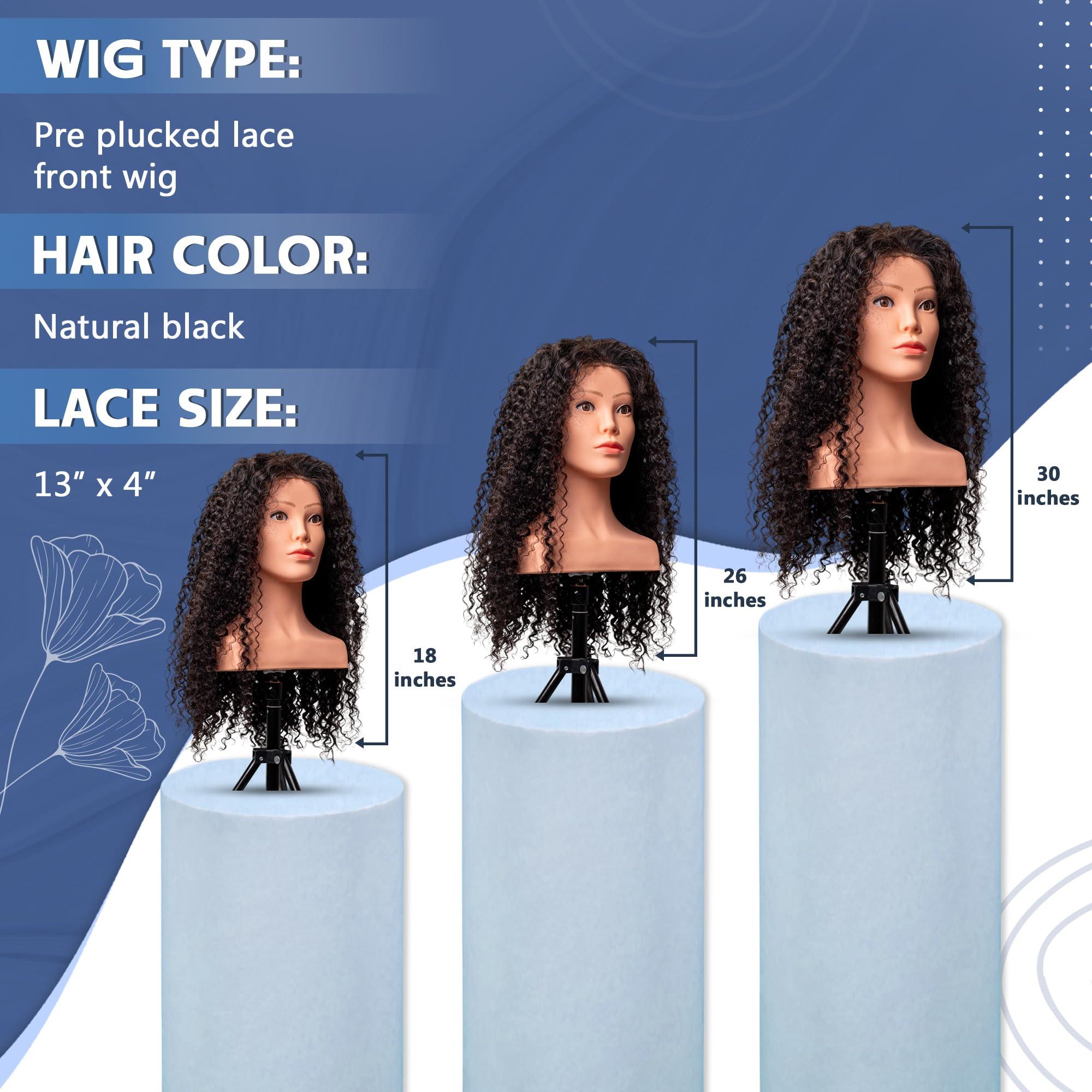Generic 30 Inches Black Wig with Deep Wave Style (13 x 4) - Transparent Lace Front Wig - Premium Long Hair Extension for Women - Pre Plucked Lace Frontal Wig