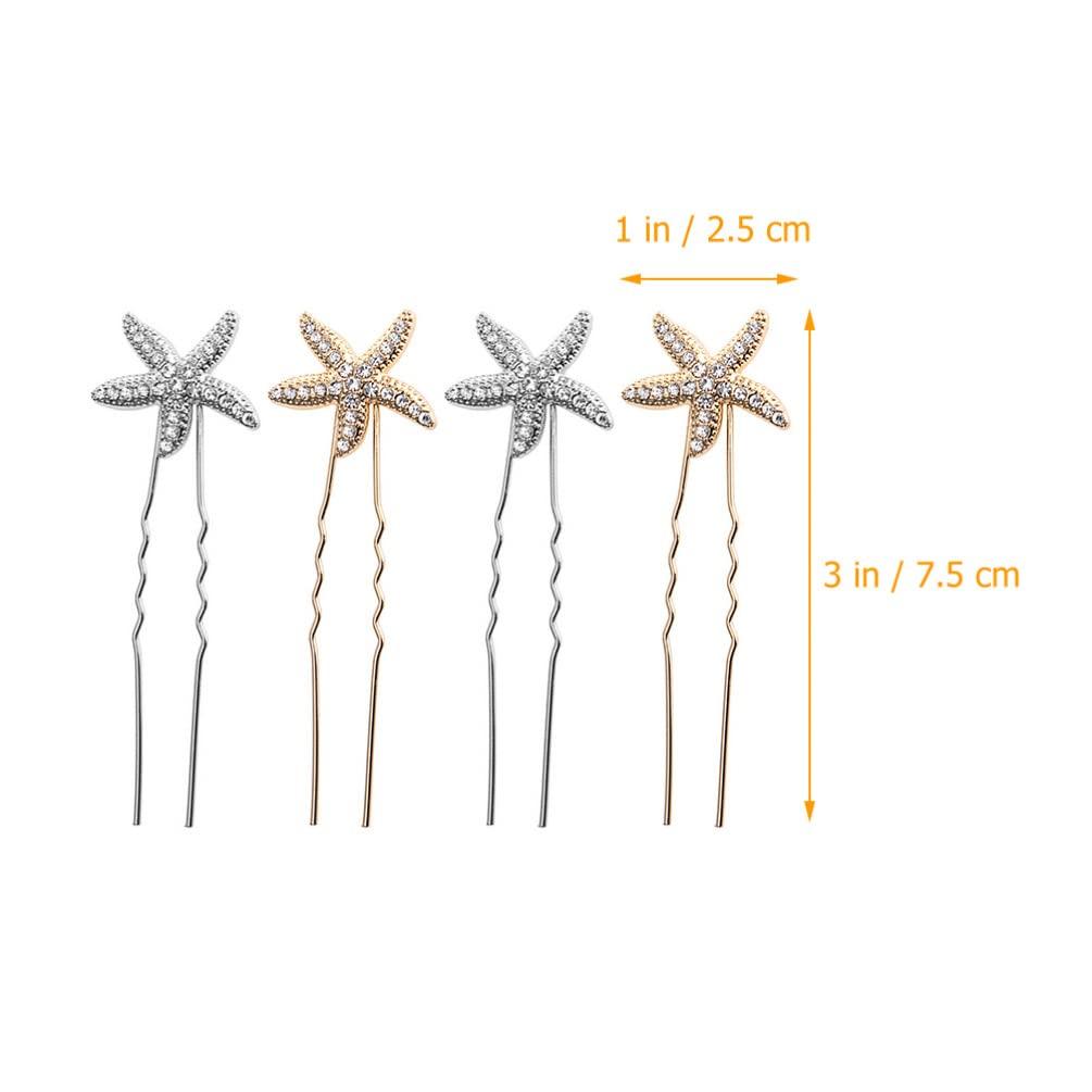 LALAFINA 4pcs Ocean Double Hairpin Wedding Hair Clips Star Clips Hair Pins for Wedding Hairstyles Hair Pin for Women Hair Accessories Wedding Headband Star Barrettes Hair Pins for Buns