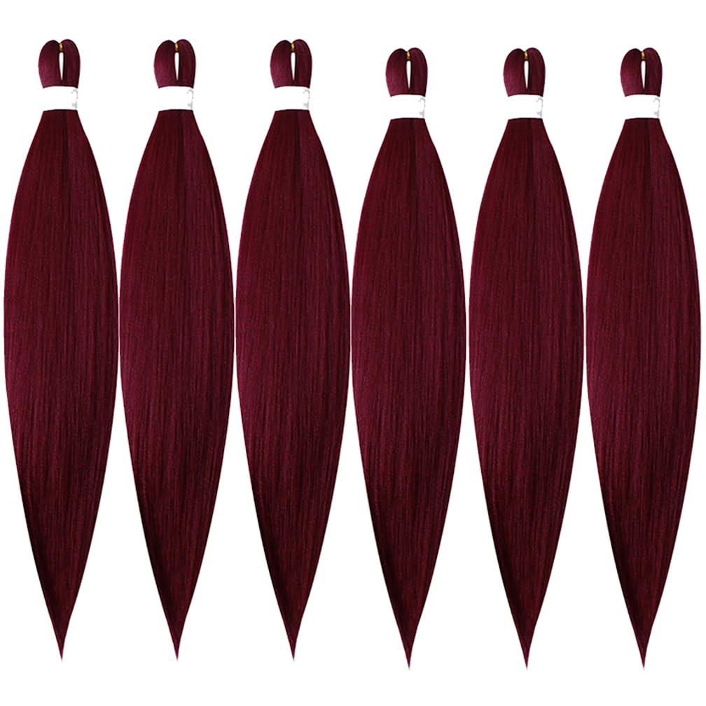 BALINGHAIR BALINGHAIR Pre-Stretched Braiding Hair Extensions Burgundy Red High Temperature Braids Hair 28 Inch(A19-6Packs)