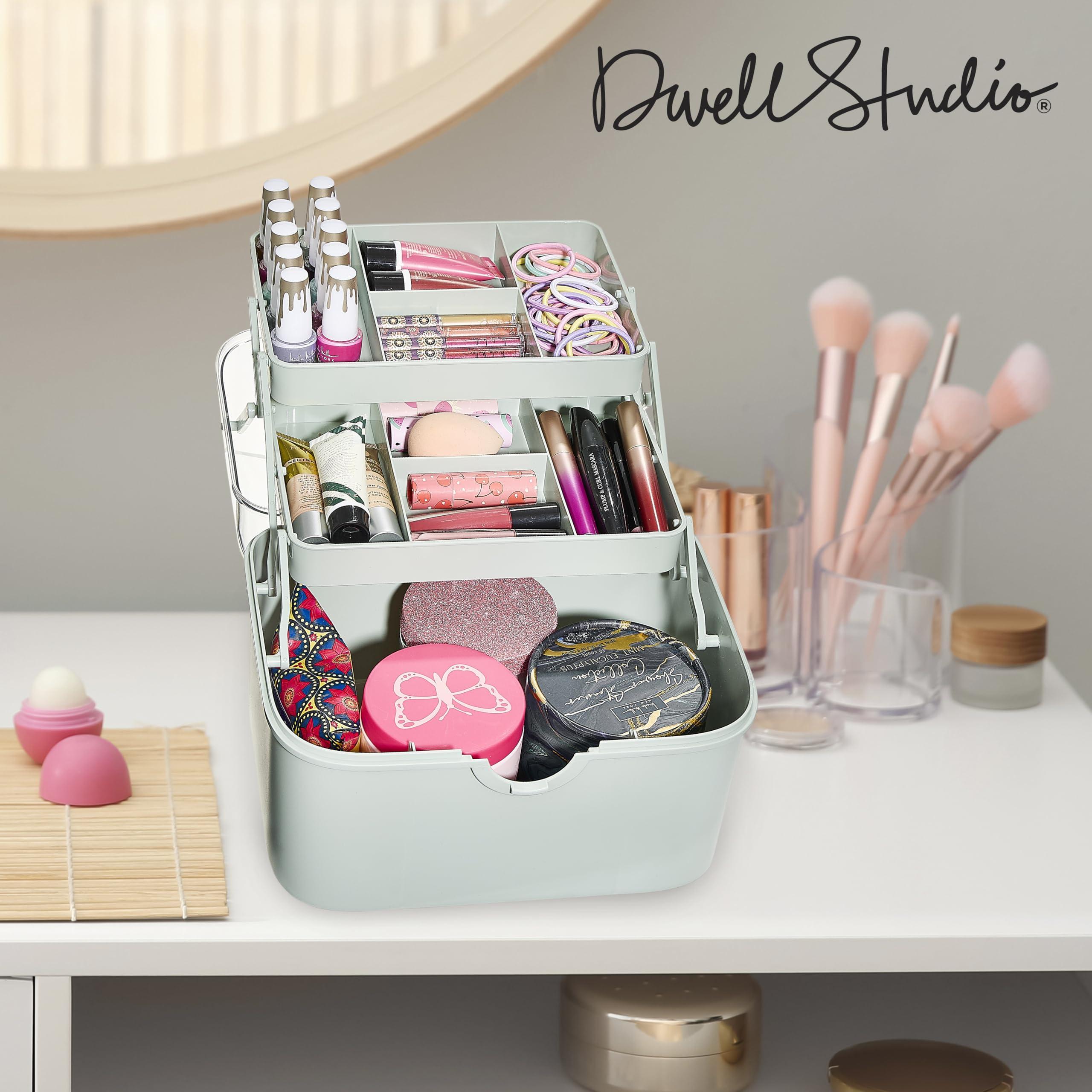 Dwell Studio DwellStudio Dustproof Makeup Organizer for Cosmetics and Skincare - Stylish Storage Solution for Your Beauty Essentials, Rectangle Mint