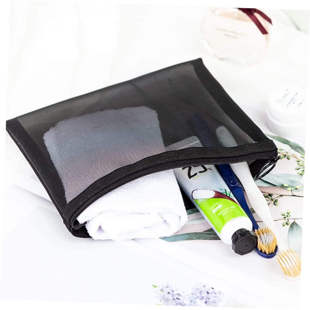 Ipetboom Ipetboom 5pcs Mesh Cosmetic Bag Travel Cosmetic Case Wallet Women Travel Toiletry Bag Makeup Bag Clear Bags Zippered Tote Makeup Kits for Women Travel Makeup Case Pouches Wash Pouch Black