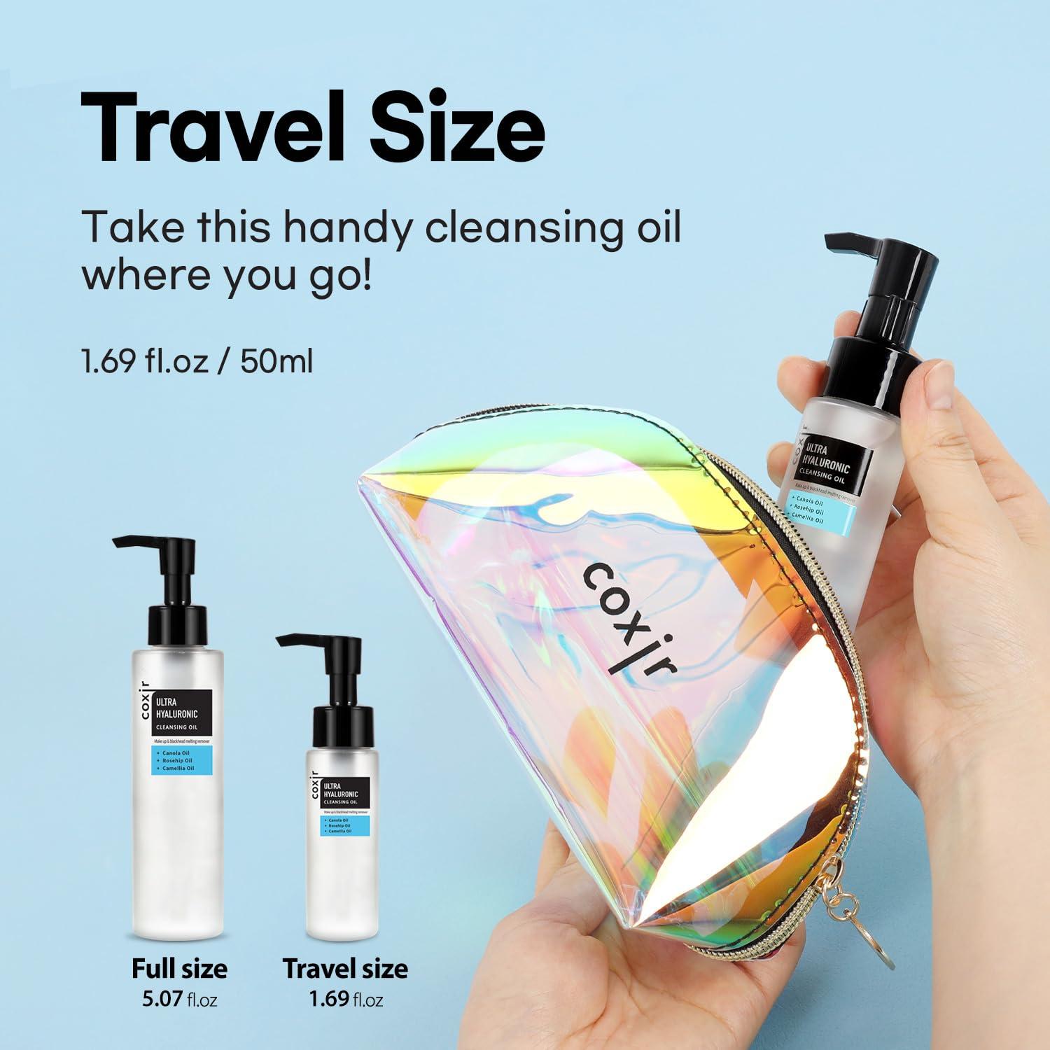 coxir coxir ULTRA HYALURONIC CLEANSING OIL, Travel-Size, Korean Facial Cleanser l Blackhead, Makeup Removal with Hyaluronic Acid, Cruelty Free, No Mineral Oil [1.69fl.oz (Pack of 1)]