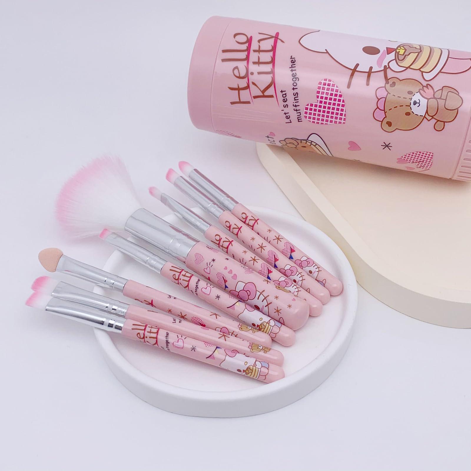GQYAYQG Makeup Brush Set, 8 Pcs Pink Makeup Brushes with Cute Makeup Brush Holder, Eyeshadow Lip Gloss Cosmetic Brushes Kit for Girls and Women
