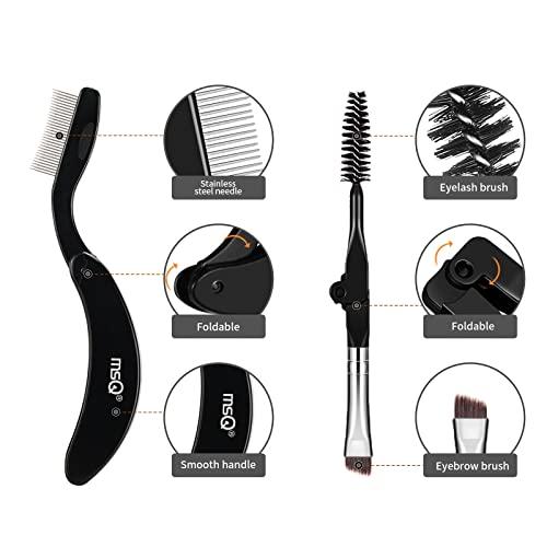 MSQ MSQ Eyebrow Brush and Comb Folding Eyelash Brush Eyelash Separator Eye Brow Comb & Spoolie Brush Professional Mascara Brushes Eye Makeup Tools Set 4PCS