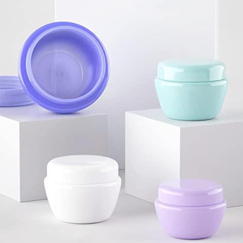 SHUILING Travel Size Containers, 12pcs Empty Plastic Cosmetic Cream Jars Leak-proof with Lids for Cosmetic Makeup Salves Ointments Bead, Sample Jars Travel Accessories for Face Hand Cream (50 Grams,green)