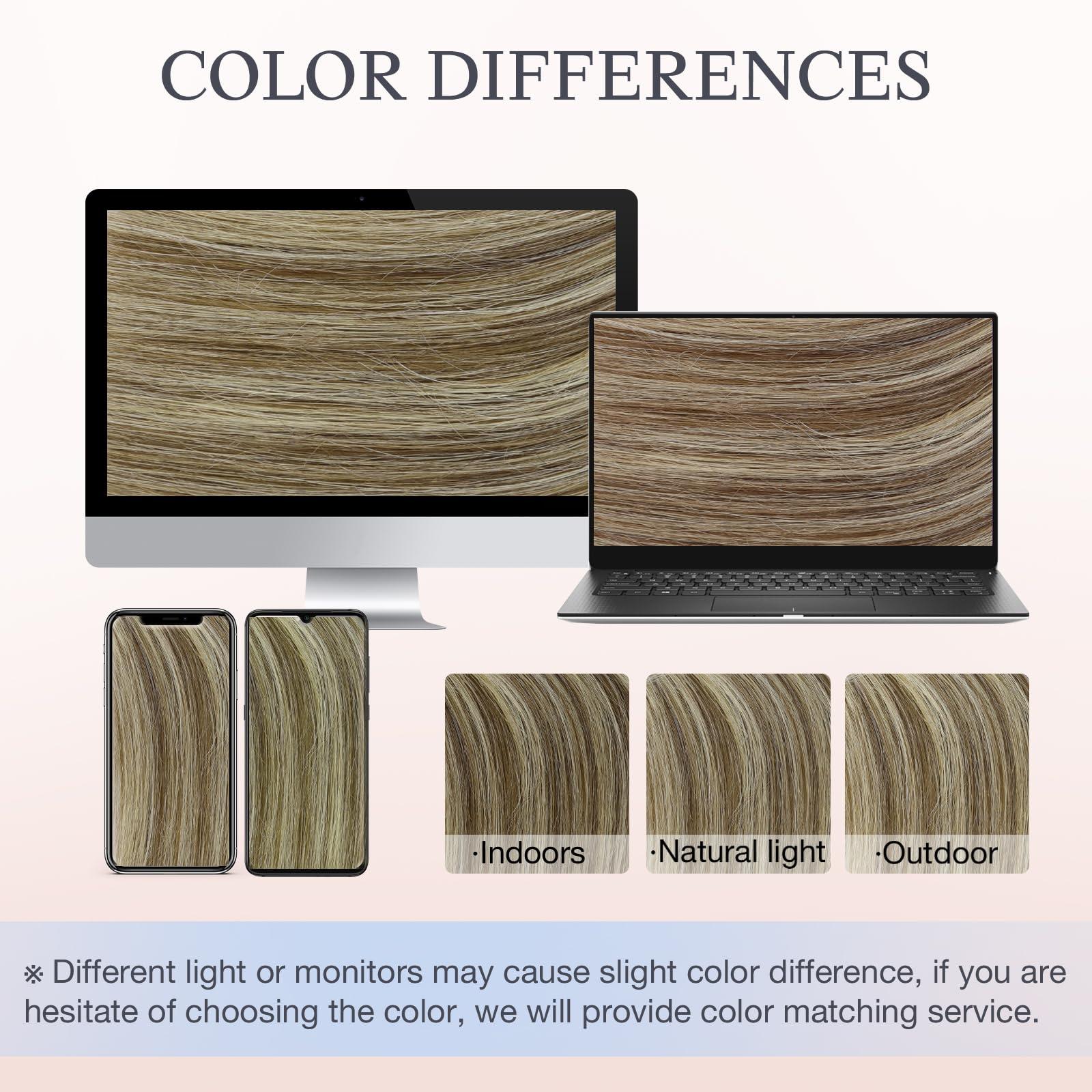 DOORES DOORES Hair Extensions Micro Link Hair Extensions Human Hair Virgin Hair, Ash Brown to Platinum Blonde 14 Inch 50g/50s, Micro Link Hair Extensions Short Human Hair