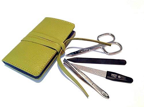 Niegelo Solingen Niegeloh Solingen 4pcs German Luxurious Handcrafted Manicure Set Nail Grooming Kit in Full Grain Green Leather Case Made in Solingen Germany (Green)