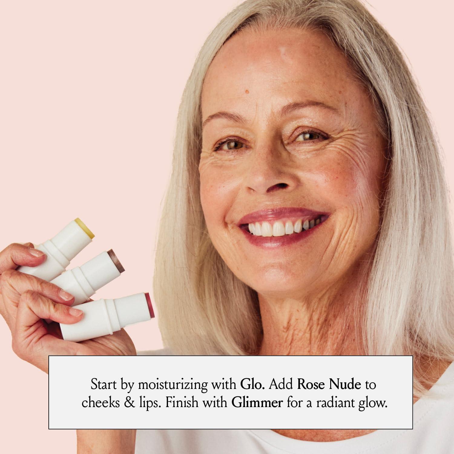 BOOM! by Cindy Joseph BOOM! by Cindy Joseph Boomstick Trio - 3 Pack Boom Makeup Sticks - Blush Stick in Rose Nude, Highlighter Stick & Moisturizer Stick - Multi-Use Vegan Makeup Sticks for Older Women & Mature Skin