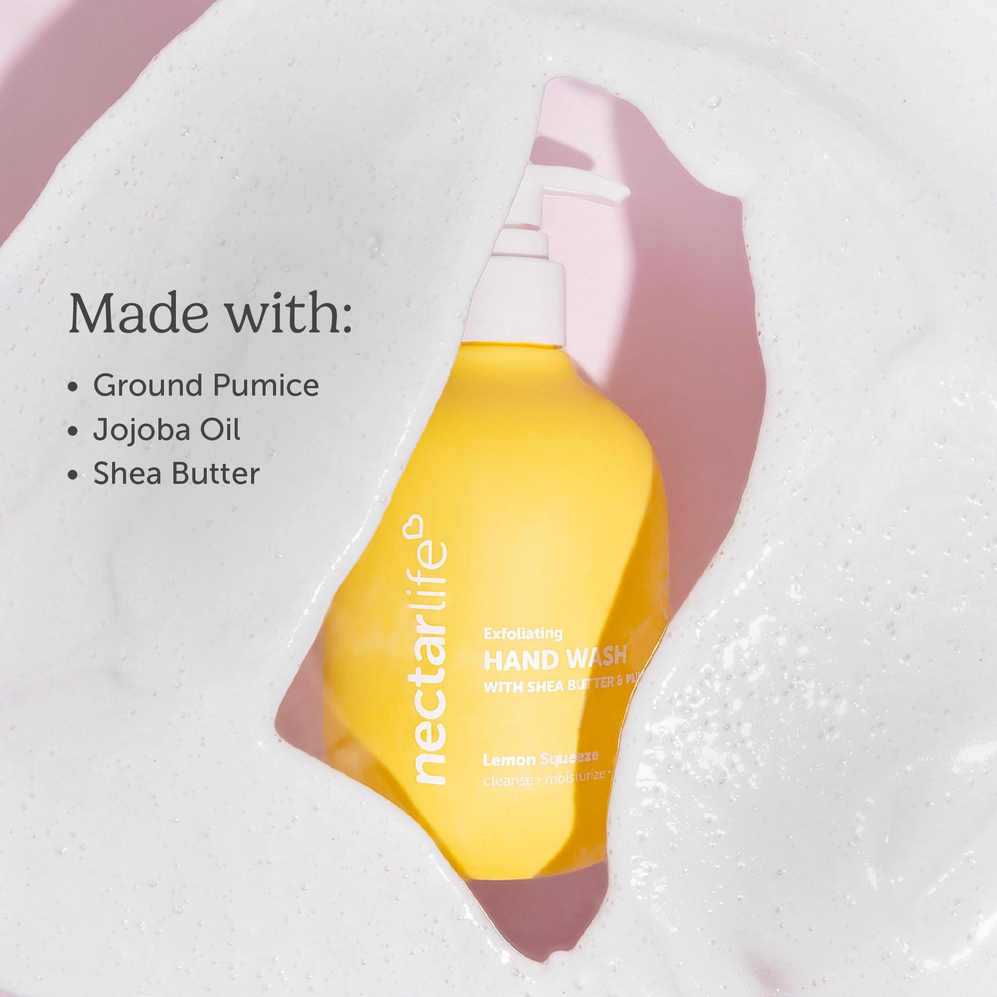 Nectar Bath Treats Nectar Life Exfoliating Hand Wash with Shea Butter & Pumice, Lemon Squeeze, 3 Pack