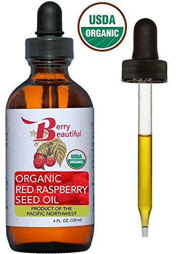 Berry Beautiful Certified Organic Red Raspberry Seed Oil - Cold Pressed by Berry Beautiful from Organically grown Raspberries - 100% Pure & Unrefined (4 fl oz)