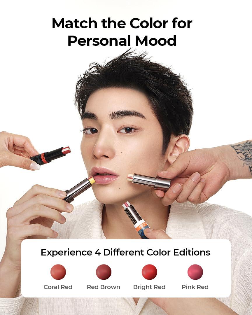 GRAFEN GRAFEN Triple Color Lip Balm Red Brown | Tinted Lip Balm for Men | Korean Lip Butter Triple Layers of Lip Care & Lip Coloring | Metal Container & Magnetic Cover