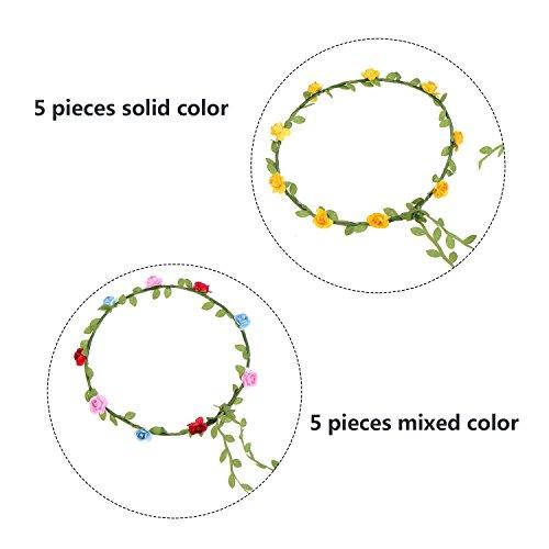 EBOOT eBoot 10 Pieces Multicolor Flower Crown Floral Wreath Headband Floral Garland Headbands for Festival Wedding Party