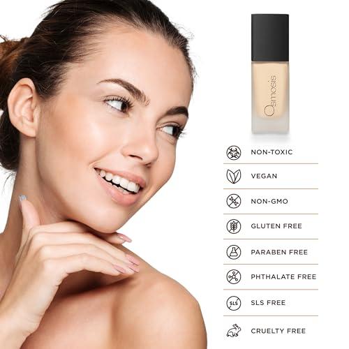 OSMOSIS Osmosis Flawless Foundation, Lightweight Liquid Makeup, Medium To Full Coverage, Matte Finish, 10 Shades, Sand 1 Fl Oz