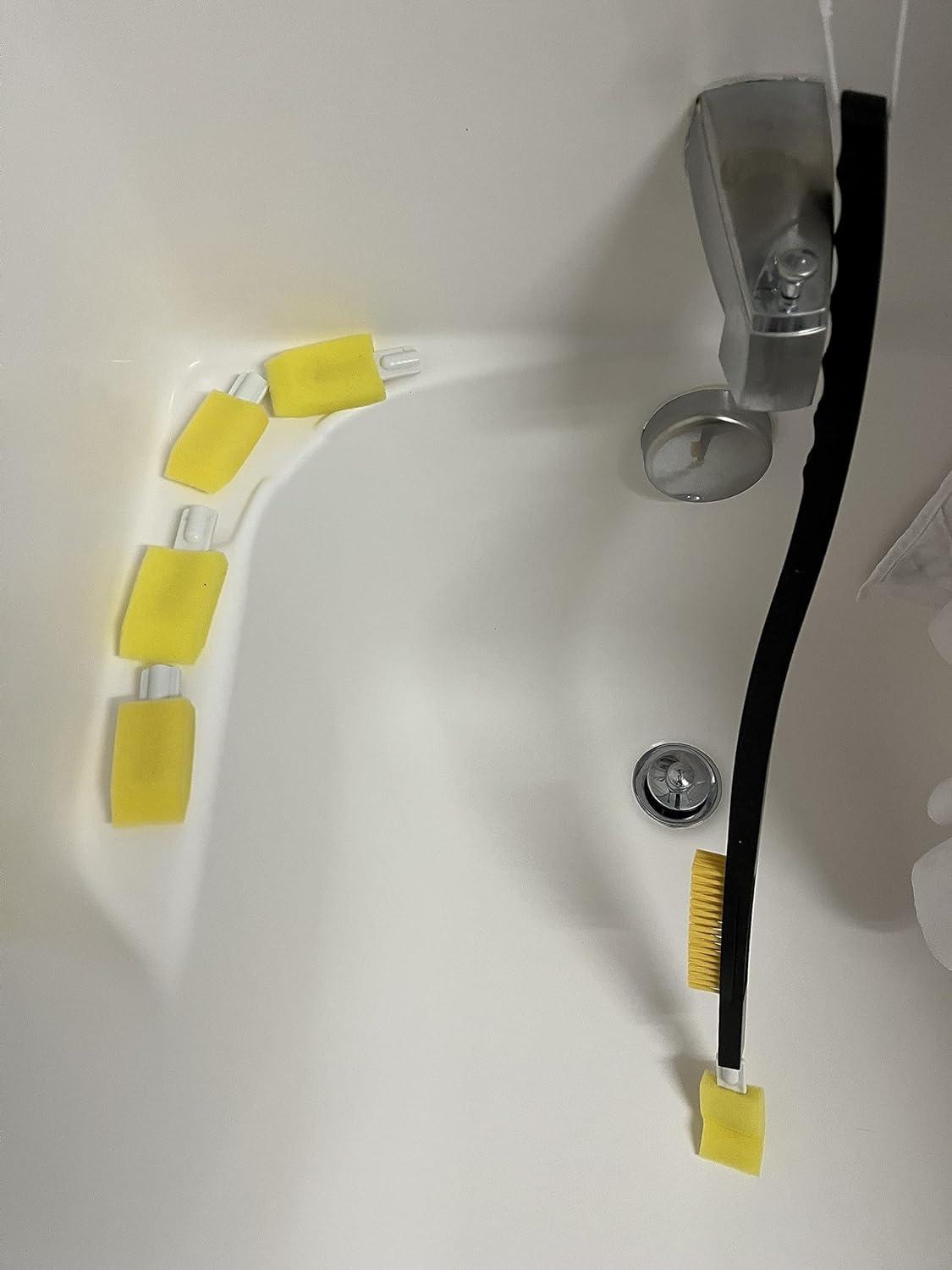 KJL Emporium KJL Emporium-Foot Brush with Long Handle for Shower-Toe Brush Cleaner and Scrubber with 4 Sponge Replacements-Foot Brush,Foot Scrubber Brush, Foot & Toe Brush with a Long Handle for Shower