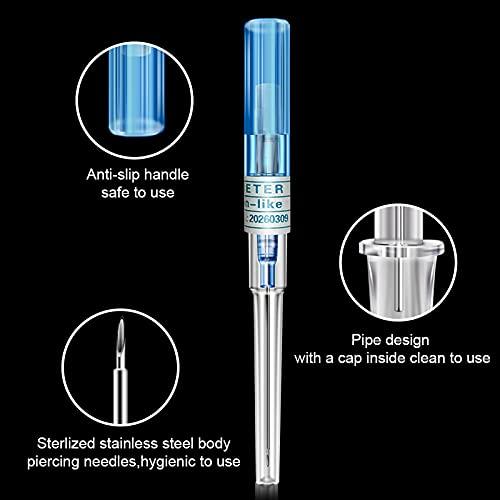 combofix combofix Catheter Piercing Needles 6pcs 22G Gauge Catheter Piercing Needles IV Catheter Needles for Ear Nose Belly Piercing Disposable Piercing Needles