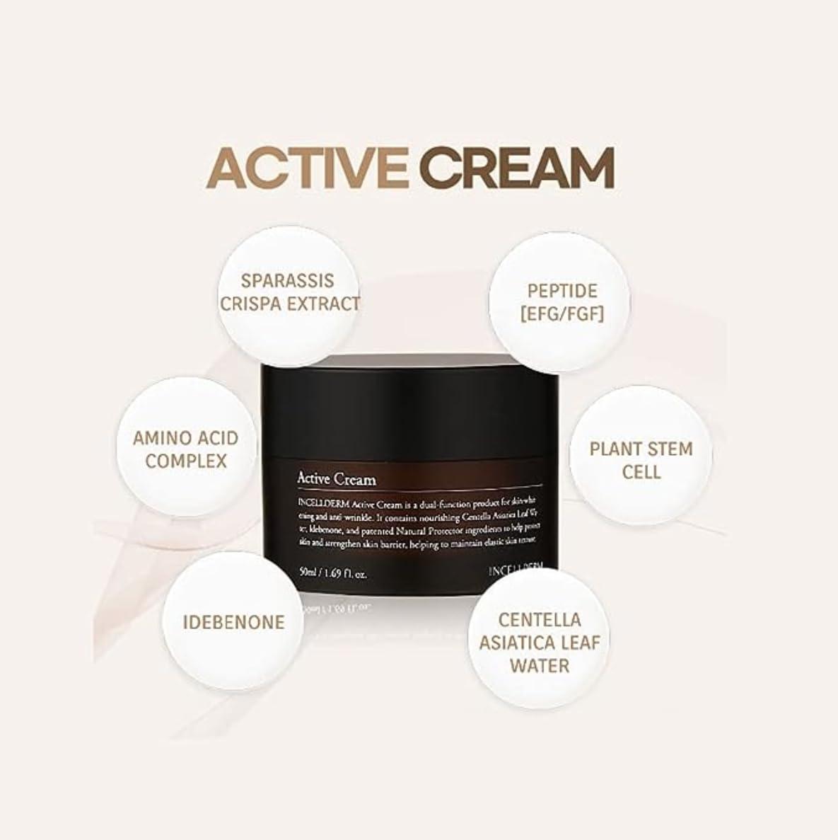 ZIOSTAND ZIOSTAND Incellderm Active Cream 50ml - Strengthen Skin Barrier, Plant Stem Cell, Intense Moisturizing, K-Beauty, Made in Korea