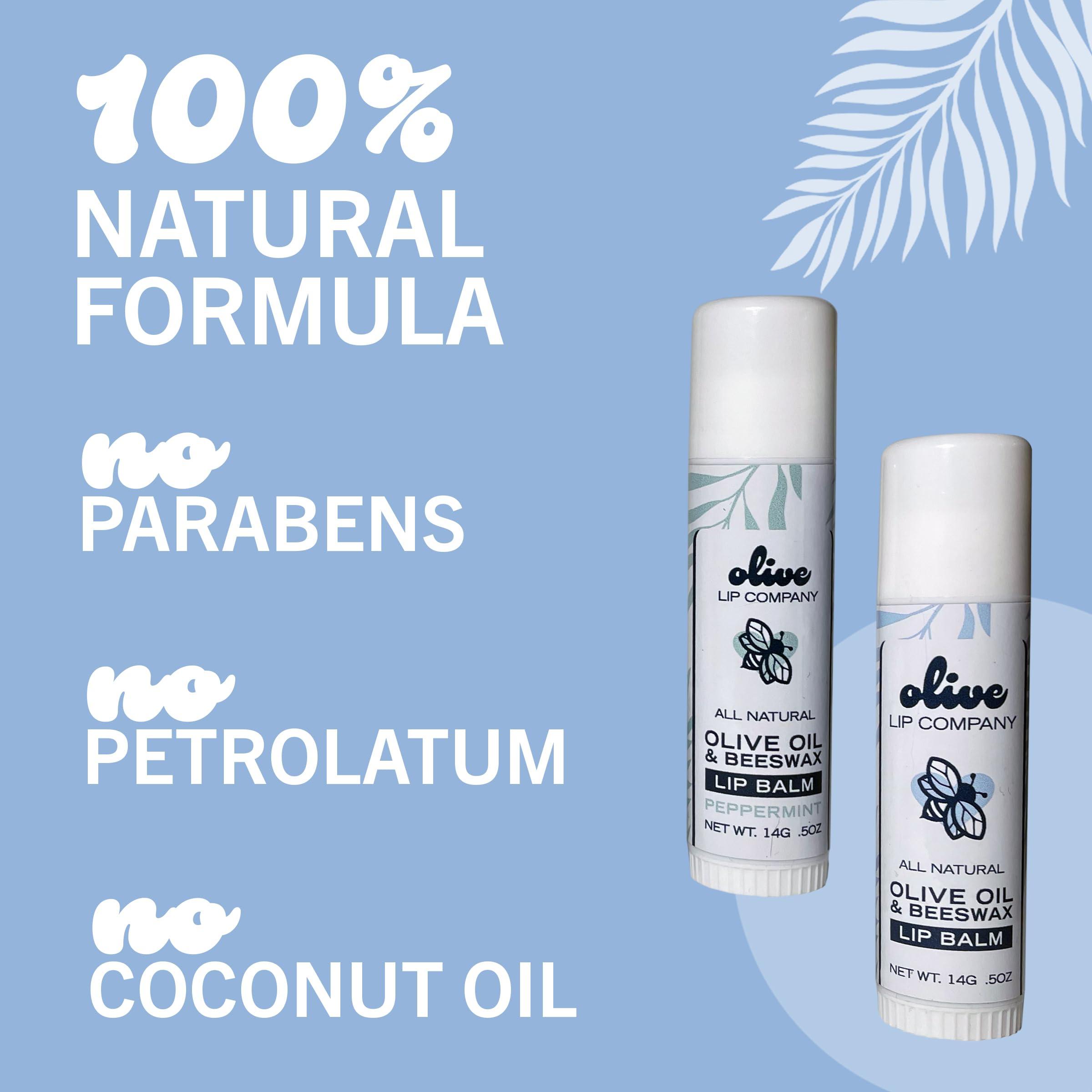 Olive Lip Company Hydrating Olive Oil and Peppermint Lip Balm with Mango Butter and Beeswax, 0.5 oz. Jumbo Tube, Clear Long Lasting Moisturizer for Dry, Cracked, Chapped Lips