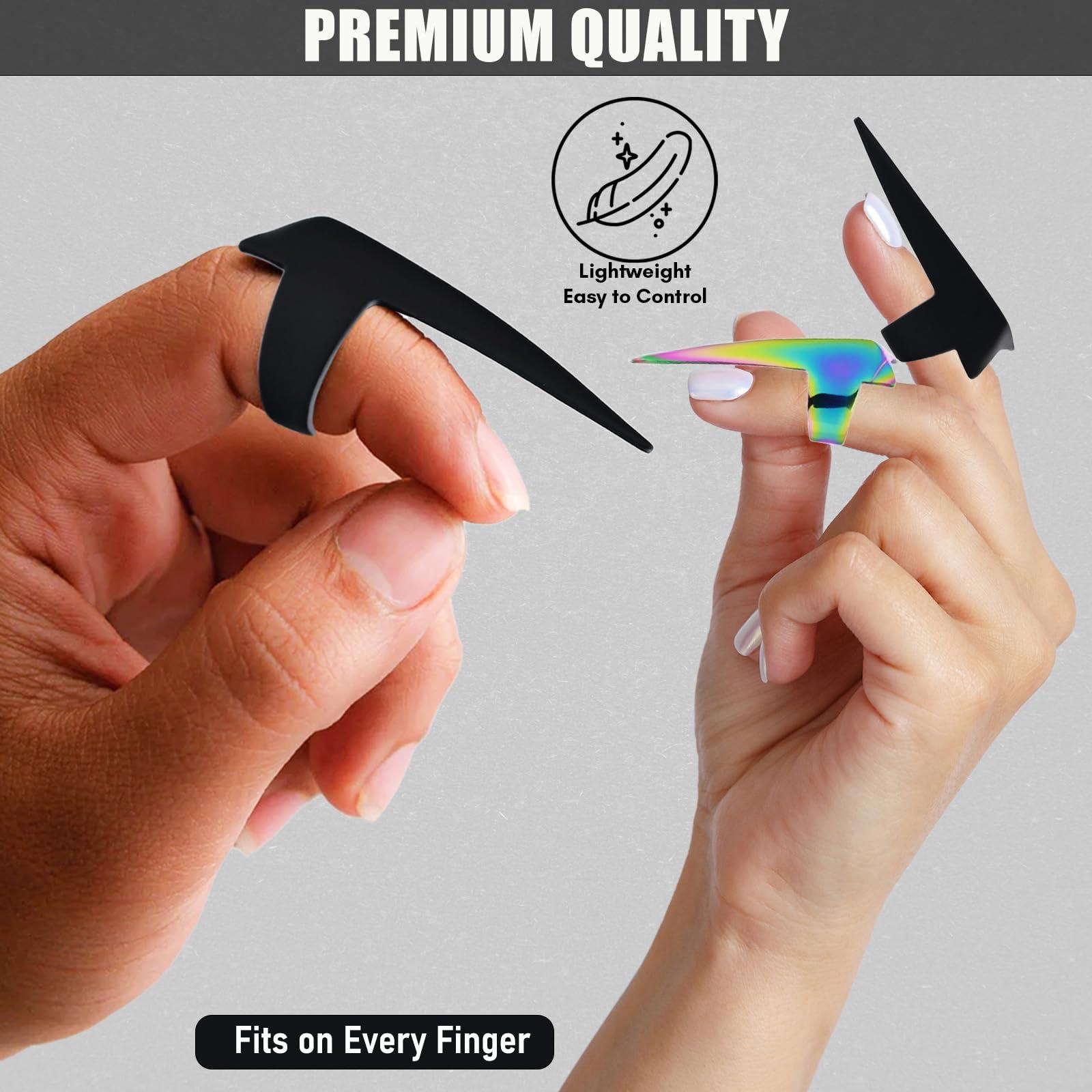 My Lash Tools My Hair Tools 2PCS Pro Hair Parting & Sectioning Rings - Stainless Steel Finger Quick Braiding Pick Tool for Precise Styling & Installation of Human Hair Extensions Hair Separating Tool (Black Matte)