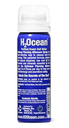 H2Ocean H2Ocean Piercing Aftercare Spray, Sea Salt Keloid & Bump Treatment, Wound Care Spray Organic Wound Wash For Ear, Nose, Naval, Oral Body Piercings 1.5oz
