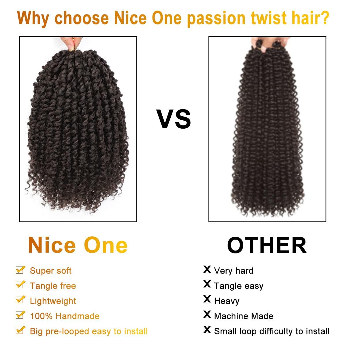 Nice One Nice One Pre-Twisted Passion Twist Hair 12 Inch, Short Passion Twist Crochet Hair for Women 8 Packs Light Brown Pre-Looped Passion Twists Braiding Synthetic Hair Extensions(12inch,4#)