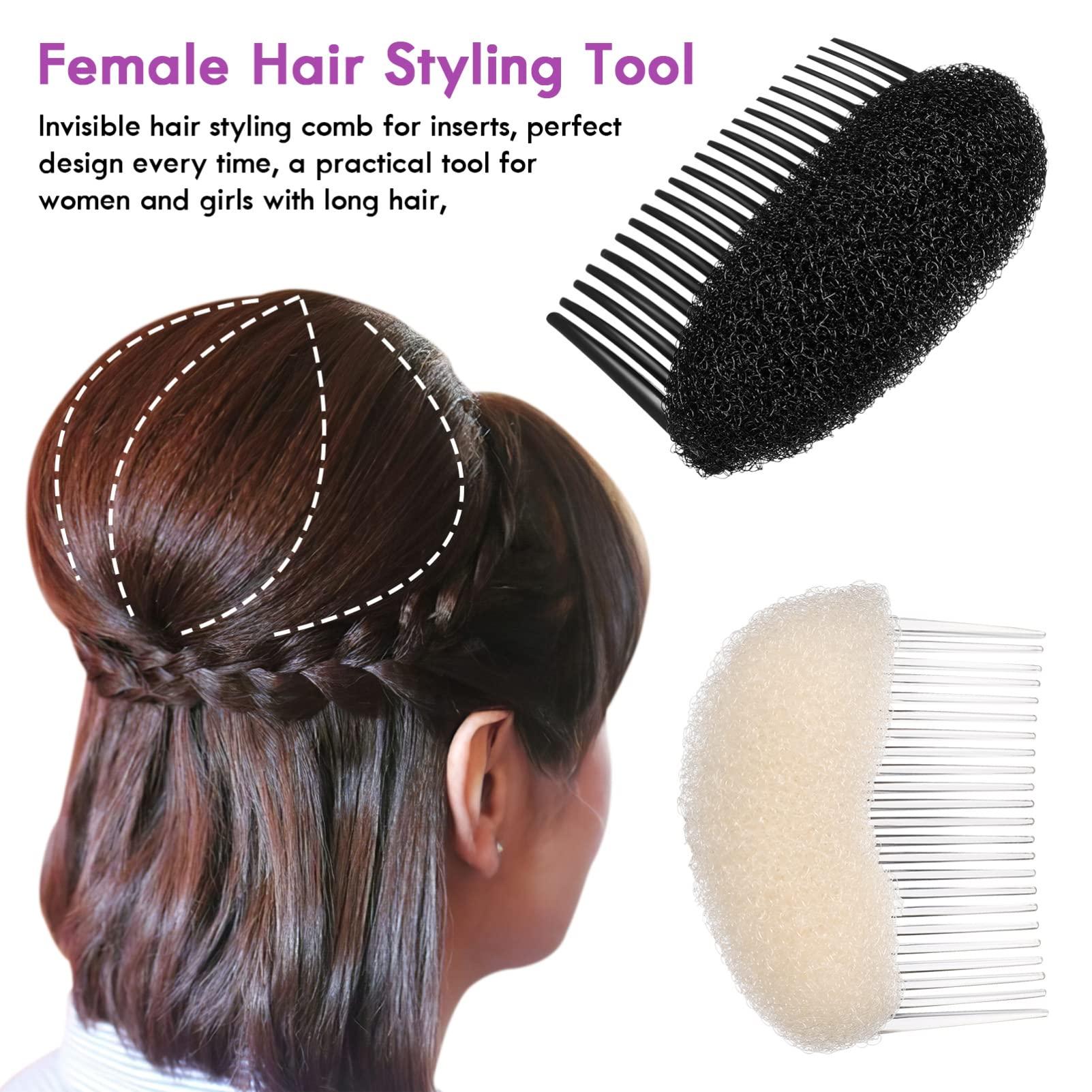 minkissy minkissy Bangs Hair Clip 6pcs Bump It Up Volume Hair Bases Sponge Hair Comb Clip Insert Braid Tool Girl Hair Piece Hairstyling Tools for Travel Party Daily Use Black White Hair Sponge