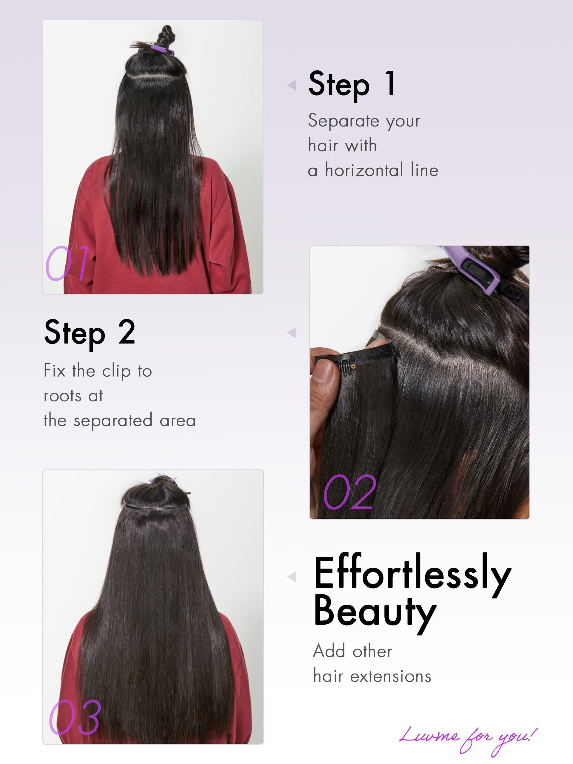 LUVME HAIR LUVME HAIR Yaki Straight Clip in Hair Extensions Real Human Hair, 24inch 135g 7Pcs, Black Hair Extensions, Remy Human Hair Extensions Clip ins for Women, Natural Human Hair