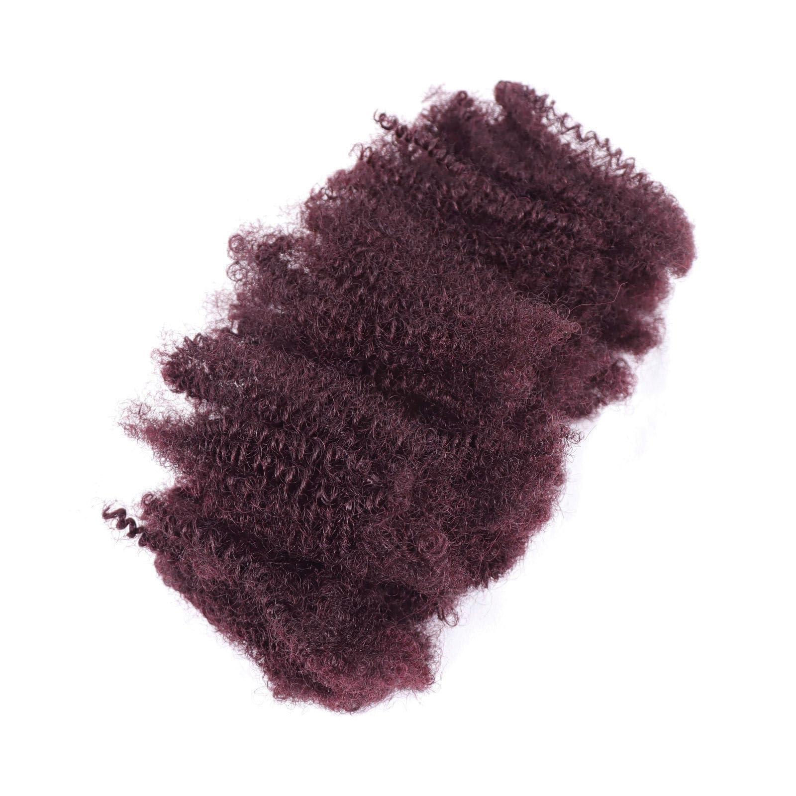 HAPPY&CC HAPPY&CC Afro Kinky Bulk Human Hair for Dreadlock Extensions, Repair Locs Twists and Braids 99J Burgundy Color 12 Inch 50Gram