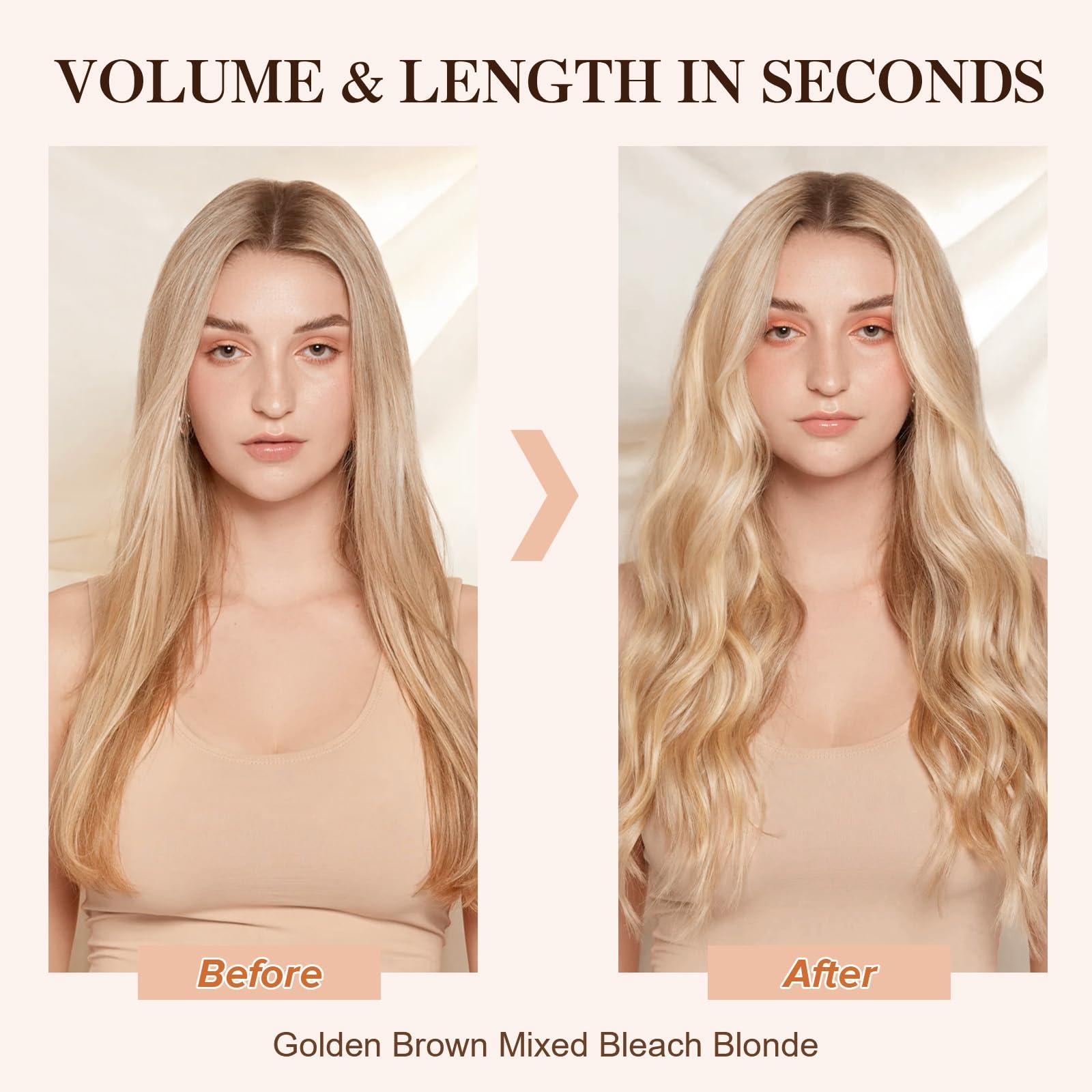 S-noilite Halo Hair Extensions Real Human Hair,S-noilite Halo Hair Extensions,Halo Hair Extension for Women,100% Human Hair Halo Extensions,Halo Hair 70g/20inch 18P613 Gold Blonde Mixed Bleach Blonde