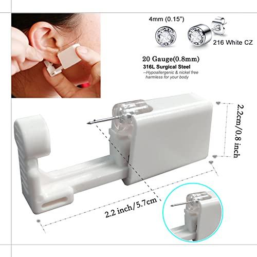 Shyarr Ear Piercing Gun 2 Pack Disposable Ear Piercing Gun Kit Safety Ear Piercing Kit Tool with 4MM Earring Studs Hypoallergenic Ear Piercing Kit