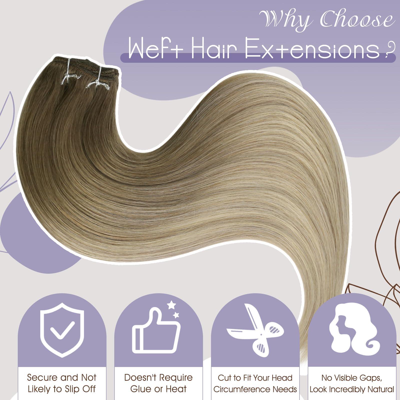 Full Shine Full Shine Balayage Hair Weft Extensions Real Hair Blonde Hair Extensions Sew In Ombre