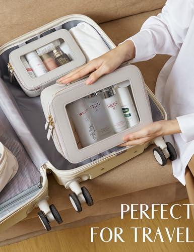 Popvibe Popvibe Slim Makeup Brush Bag Travel Clear Toiletry Bag for Women Cute Make Up Bag for Traveling Cosmetic Bag Organizer Waterproof Tansparent Beauty Makeup Case Blue Gray