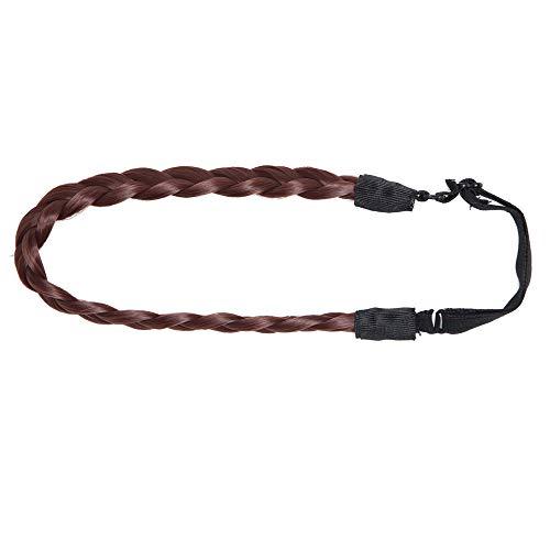 S-noilite Braided Headband Plaited Hair Band Chunky Braided Headband Elastic Stretch Braid Hairband Wide Plaited Braids Blonde Black Synthetic Hairpiece (Small-three strands braided, M33C)