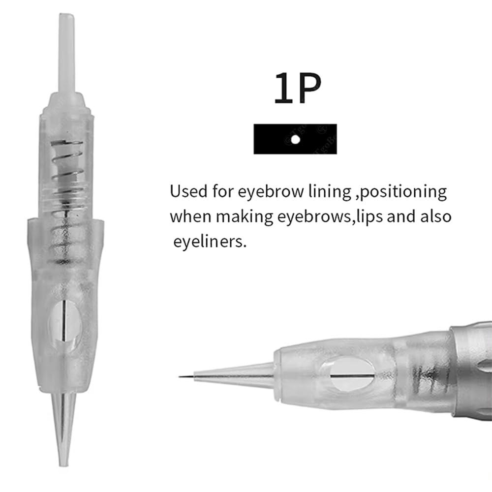 DuBeauty 50pcs/Pack Disposable Microblading Nano Needle Cartridges Permanent Makeup Tattoo Needles for Tattoo Machine for Ombre Powder Eyebrow Lip Beauty (0.18mm1P)