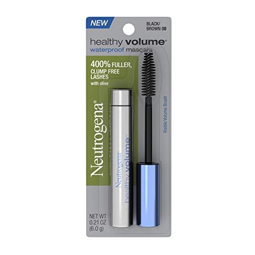 Neutrogena Neutrogena Healthy Volume Lash-Plumping Waterproof Mascara, Volumizing and Conditioning Mascara with Olive Oil to Build Fuller Lashes, Clump-, Smudge- and Flake-Free, Black/Brown 08, 0.21 oz