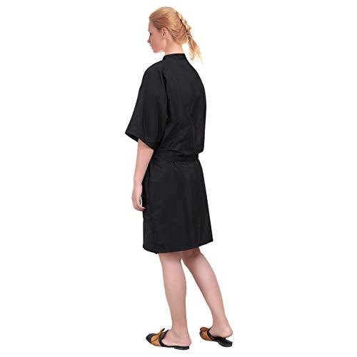 Lurrose Lurrose Salon Client Gown Waterproof Hair Salon Smock Kimono Style Hairdressing Clothes with Pocket for SPA Hotel (Black)