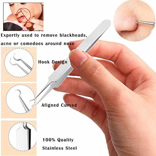 Eztronics Corp Blackhead Remover Pimple Popper Tool Kit - (9 Piece Kit) - Professional Stainless Pimples Comedone Extractor Removal Tool