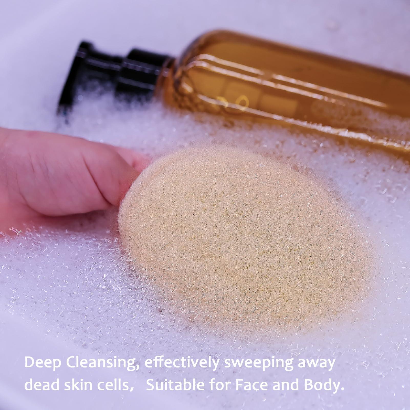 GLOBOTECH Natural Loofah Exfoliating Body Scrubber - 2 Pcs Bath Shower Loofah Sponge Pads for Women and Men, for Face and Body That Gets You Clean, Made with Natural Shower Loofah Sponge.