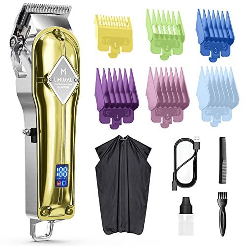 Limural Limural Hair Clippers for Men Professional - Cordless Clippers for Hair Cutting, Rechargeable Beard Trimmer Barbers Grooming Kit with LED Display & Gold Metal Casing
