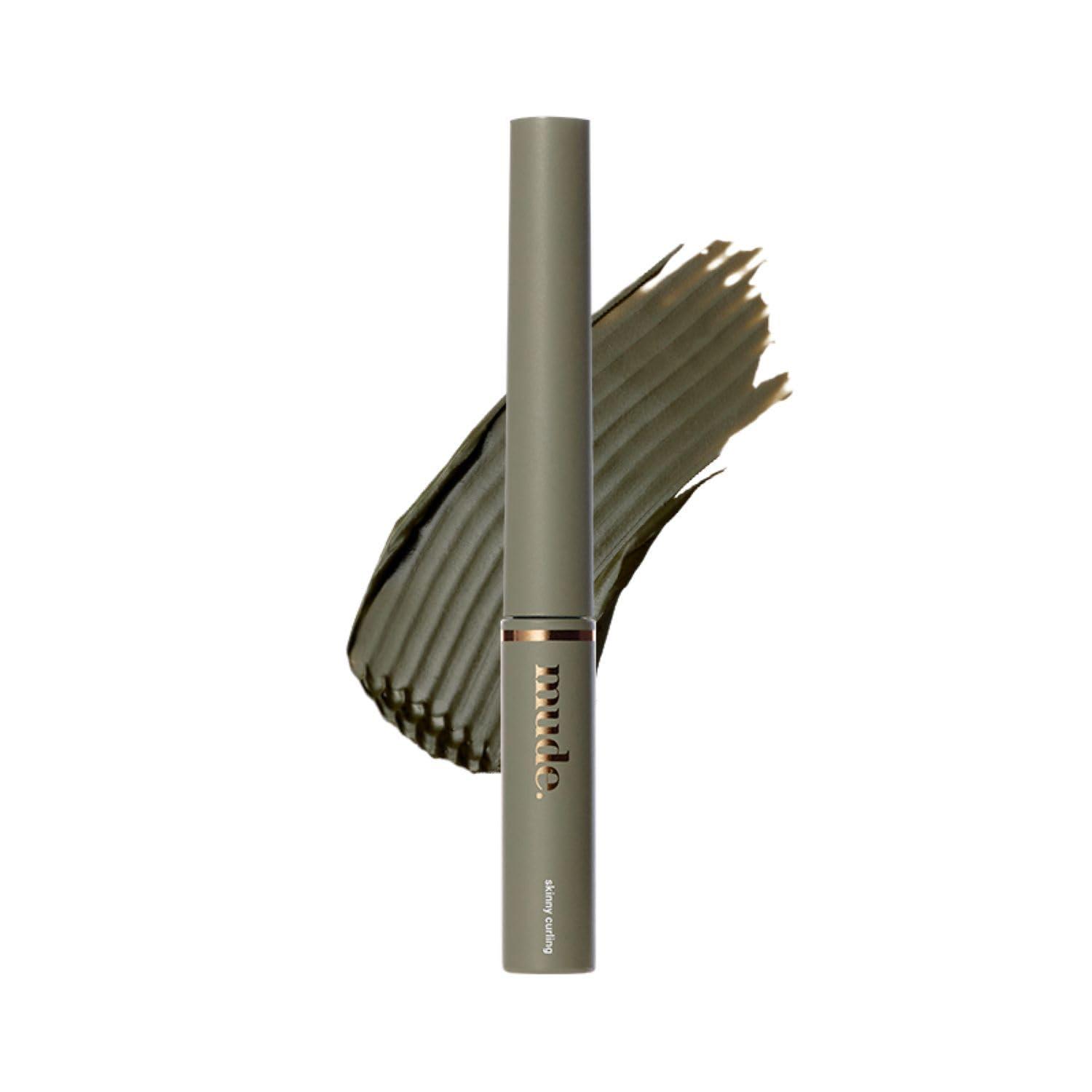 mude mude Inspire Skinny Curling & Multi-Fixer Volumizing Curling Mascara for Dramatic Lashes Smudge-Proof Water-Proof Stays on All Day (06 Deep Herb)