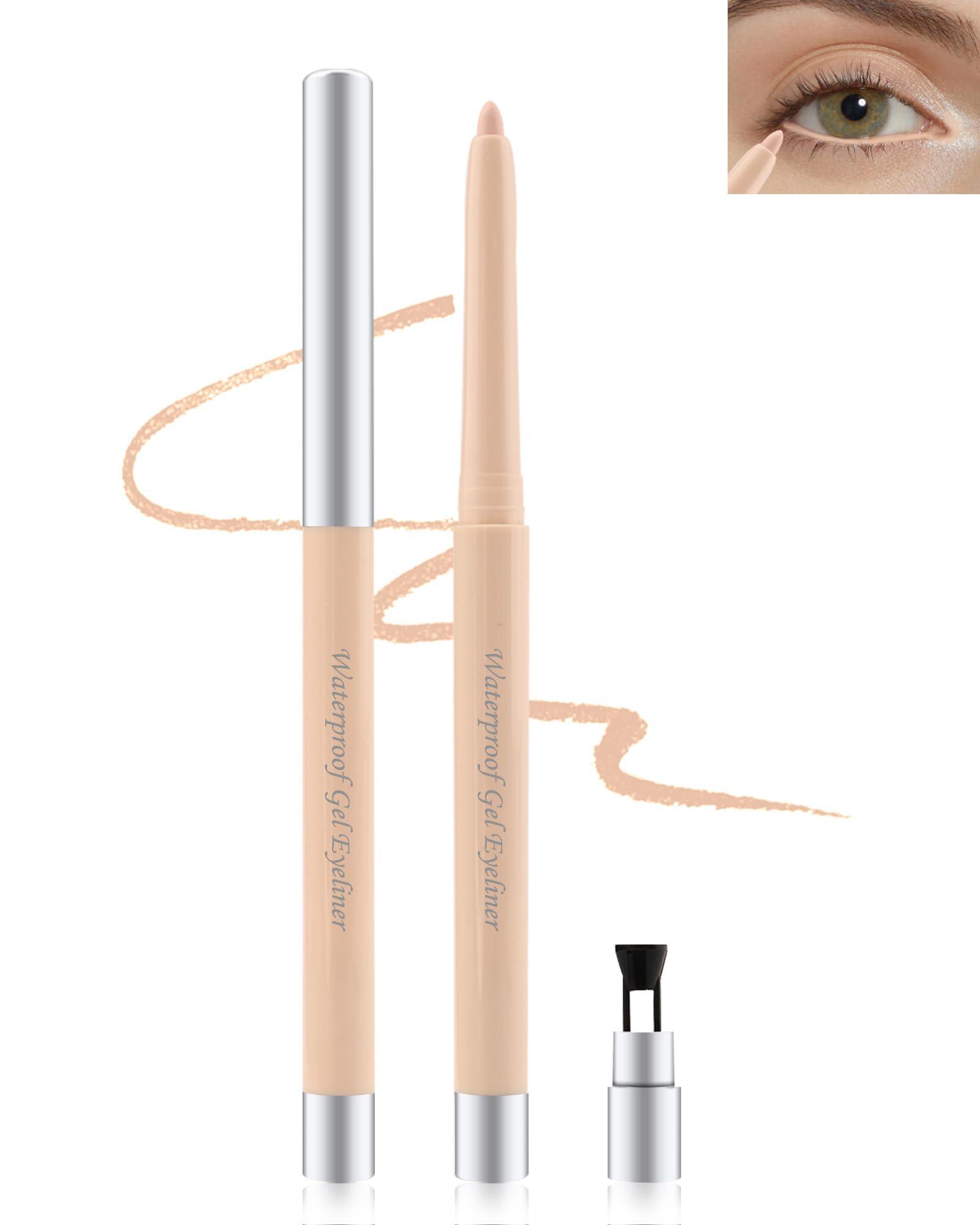 Lestpola Nude Waterline Eyeliner Pencil, Cream Gel Eyeliner Waterline Waterproof Smudge-Proof Long-Wearing, Intense Color, Retractable Eye Liner Brightener Pen, Smooth Eye Makeup for women, Built-in Sharpener