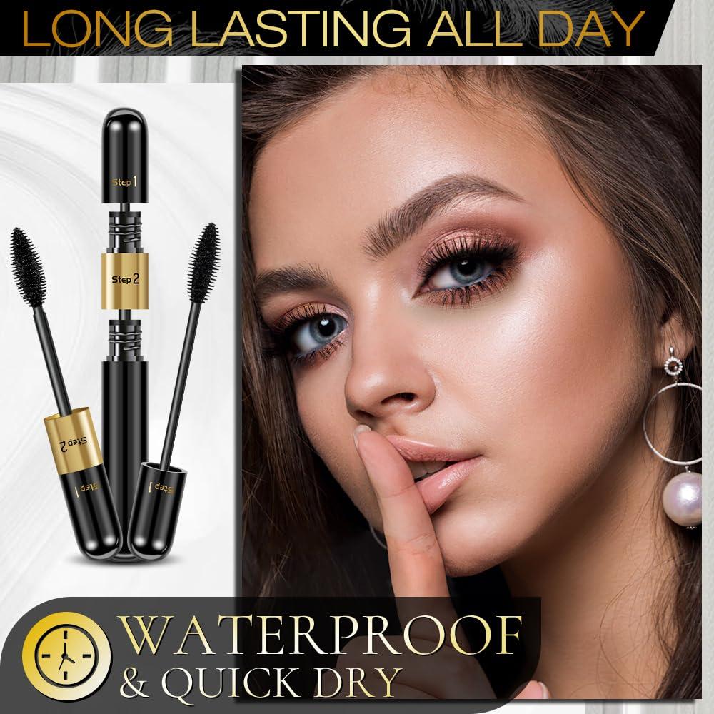 DRMODE Mascara Black Volume and Length - 4D Silk Fiber Mascara Natural and False Effect,Lengthening and Thickening No Clumping Mascara Smudge Proof for Makeup