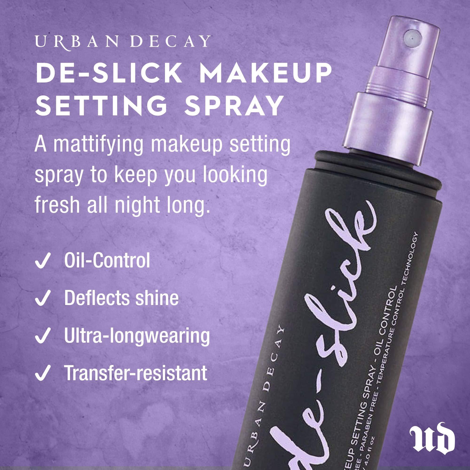 URBAN DECAY Urban Decay De-Slick Mattifying Makeup Setting Spray for Face (Full Size), Waterproof, Smudge-proof, Oil & Shine Control, for Oily Combination Skin, Oil-free, Vegan, Cruelty-free - 4 fl oz