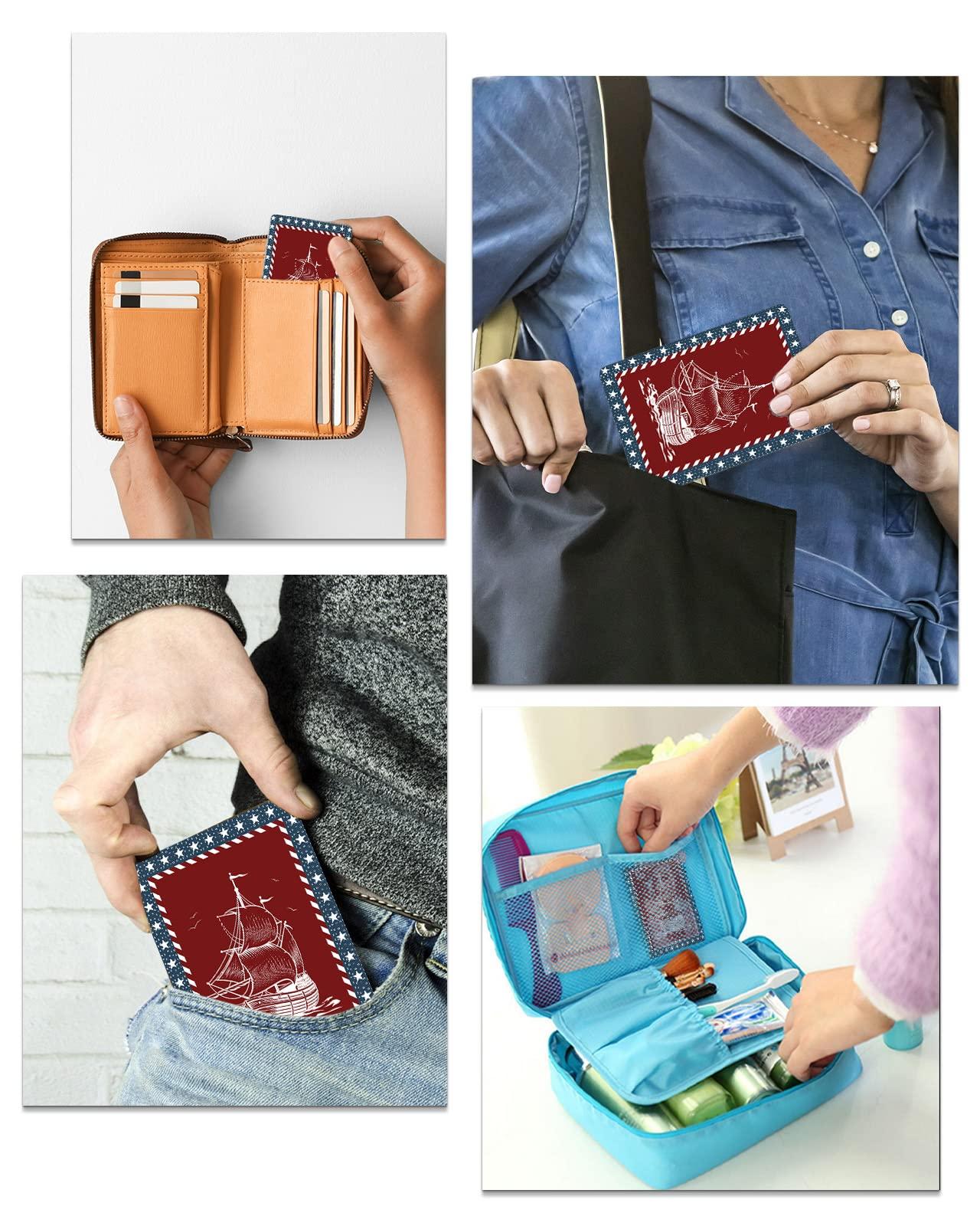 OComster OComster Independence Day Nautical Ocean Hand Drawn Red Compact Mirror Bulk Mini Card Mirror, American Flag Star Stripes Lace Small Compact Mirror for Purse, Rectangular Handheld Pocket Makeup Mirror