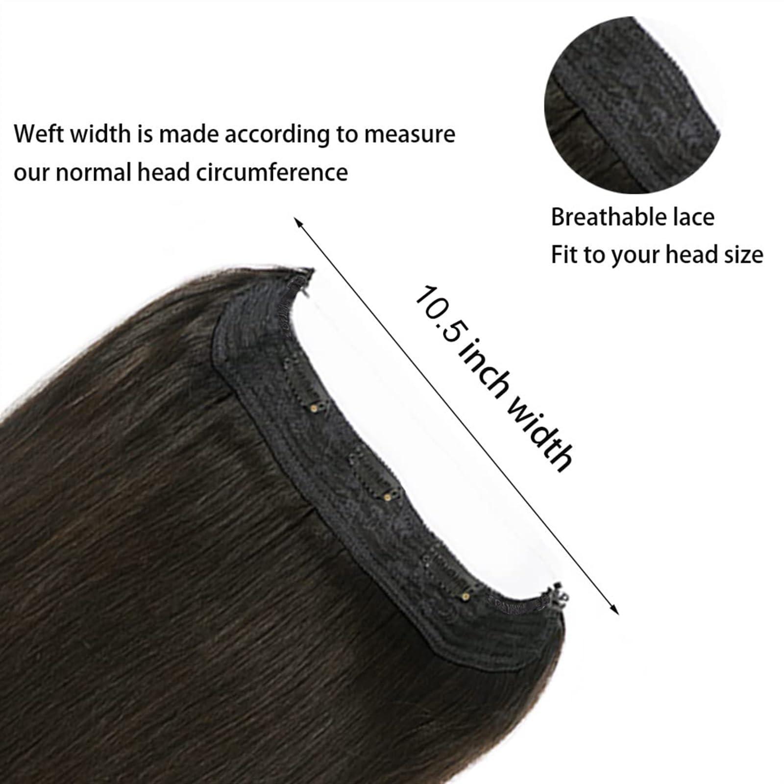 YUXING1205 Hair Extensions Wire Hair Extensions Real Human Hair, Wire Hair #1B Silky Straight Human Hair Extensions One Piece Wire Hair Extensions with 5 Clips with Fish Line Hair Extensions Clip in ( Color : 1B