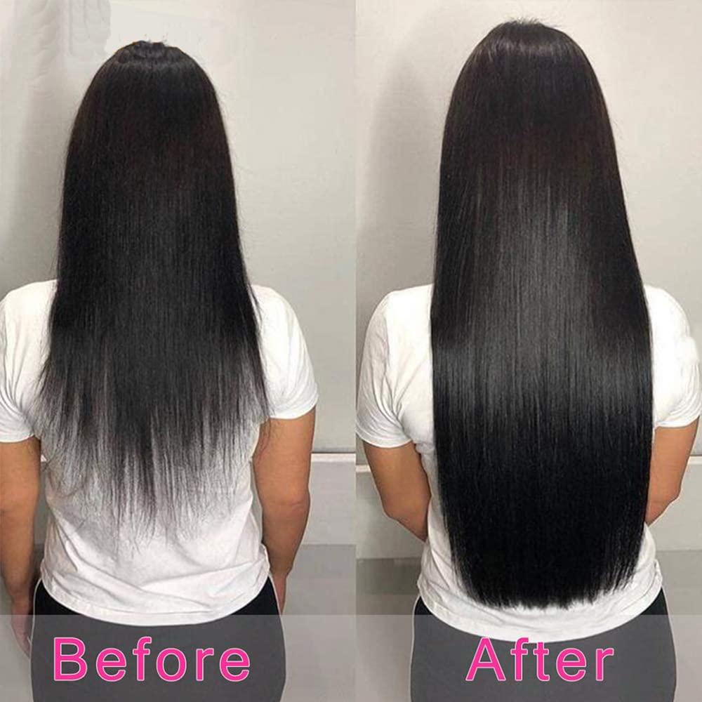 YOUNG BEAUTY Seamless Clip in Hair Extensions Real Human Hair Invisible PU Skin Weft Clip Ins Hair Silky Straight Double Weft Brazilian Hair 100g
