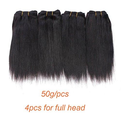 LIYATE LIYATE Brazilian Hair Straight Human Hair Weave Bundles 50g/pcs 4 bundles One Set in Total 200g Short Hair Extensions for Women (8\" 8\" 8\" 8\")